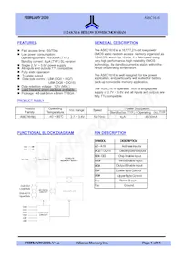 AS6C1616-55BIN Datasheet Cover