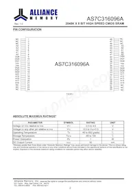 AS7C316096A-10TIN 데이터 시트 페이지 3