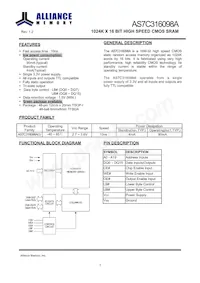 AS7C316098A-10BINTR Datasheet Page 2