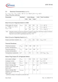 BTS7811KDTMA1 Datasheet Page 12