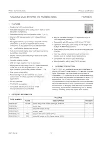 PCF8576T/1 Datasheet Page 3