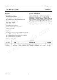 UBA2032TS/N2 Datasheet Page 2