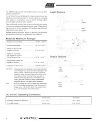 AT22LV10L-25SI Datasheet Page 2