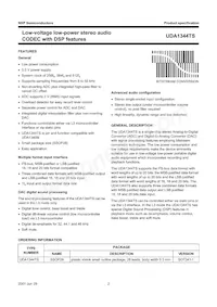 UDA1344TS/N2 Datasheet Page 2