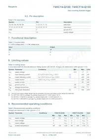 74HCT14D-Q100 Datasheet Page 3