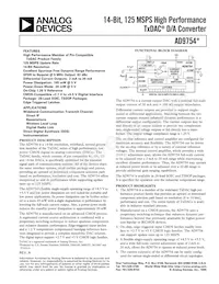 AD9754ARZRL Datasheet Cover