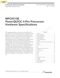 MPC8315ECVRAFDA Datasheet Cover