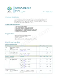 BT137-600G0TQ Datasheet Cover