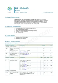 BT138-600D Datasheet Cover