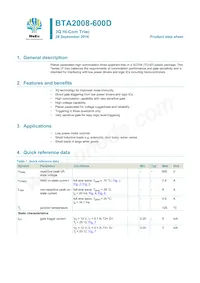 BTA2008-800D Datasheet Cover