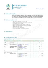 BTA204S-600D Datasheet Cover