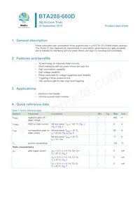 BTA208-600D Datasheet Cover