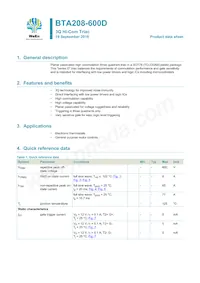 BTA208-600D Datenblatt Cover