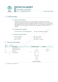 BTA216-600BT Datasheet Copertura