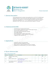 BTA410-600BT Datasheet Cover