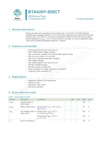 BTA420Y-800CT Datasheet Cover