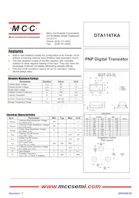 DTA114TKA-TP數據表 封面