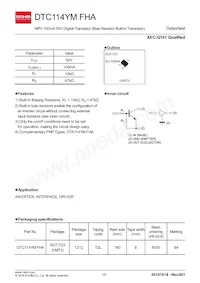 DTC114YMFHAT2L Datasheet Cover