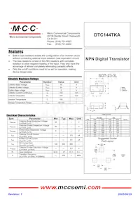 DTC144TKA-TP數據表 封面