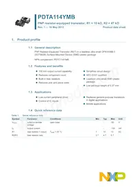 PDTA114YMB Datasheet Pagina 2