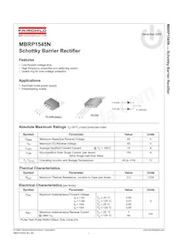 MBRP1545NTU Datasheet Page 2