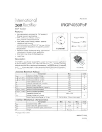 IRGP4050PBF Datasheet Cover