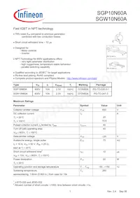 SGW10N60AFKSA1 Datenblatt Cover