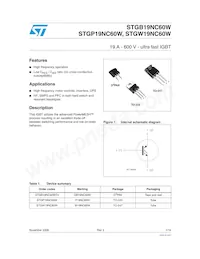 STGP19NC60W Datasheet Cover