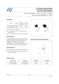 STGW19NC60WD Datasheet Cover