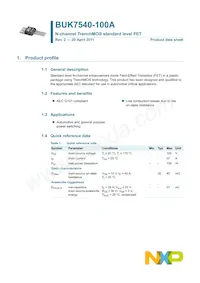 BUK7540-100A數據表 頁面 2