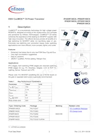 IPB65R190C6ATMA1 Datasheet Page 2