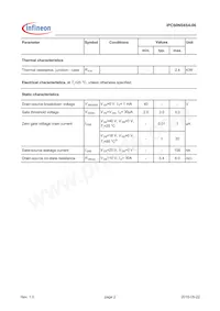 IPC60N04S406ATMA1數據表 頁面 2