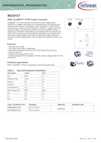 IPP65R660CFDAAKSA1 Datasheet Cover