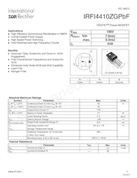 IRFI4410ZGPBF數據表 封面