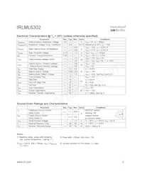 IRLML6302TR Datasheet Page 2