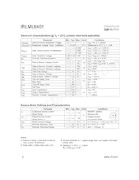 IRLML6401TR Datasheet Page 2