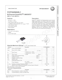 FCPF600N60ZL1 Datasheet Cover