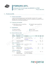 PSMN2R5-30YL Datasheet Copertura