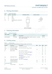 PHP79NQ08LT Datasheet Page 3