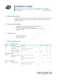 PSMN011-60MLX數據表 封面