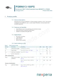 PSMN013-100PS Datasheet Copertura