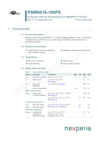 PSMN016-100PS Datasheet Cover