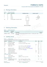 PSMN016-100PS Datasheet Pagina 2