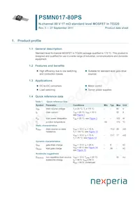 PSMN017-80PS Datenblatt Cover