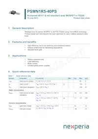PSMN1R5-40PS Datasheet Copertura