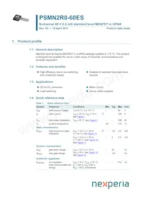 PSMN2R0-60ES Datasheet Copertura