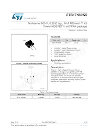 STB17N80K5 Datasheet Cover