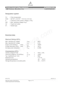 B72660M0461K093 Datasheet Page 2