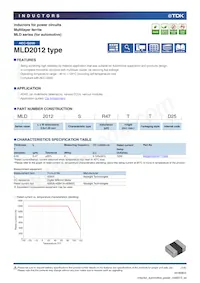 MLD2012SR47TTD25 Datasheet Cover