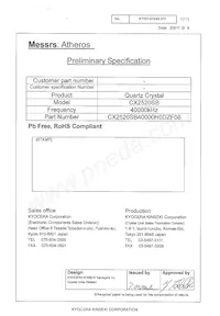 CX2520SB40000H0DZF08 Datasheet Cover